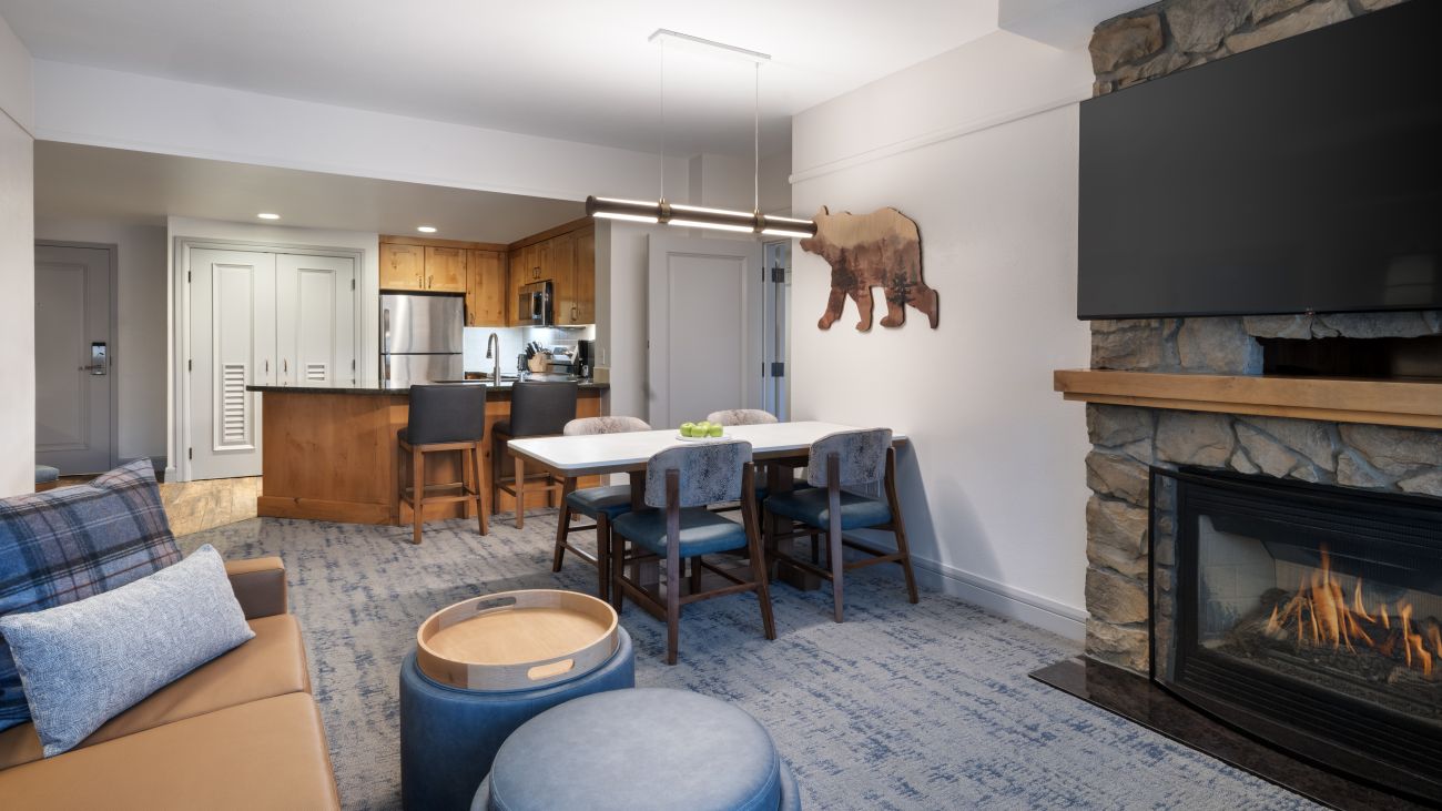 Living Area, Dining Area, and Kitchen